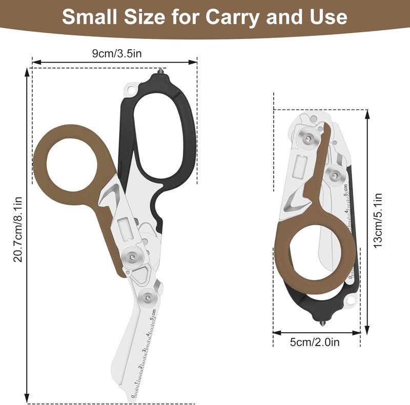 Lemasa 6in1 trauma shears - emergency responders, outdoor emergencies scissor, medical staff, and outdoor camping scissors, ttrauma scissors(black brown) - Image 2